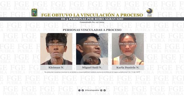 Detienen a Kleiman N., Miguel Saúl N. y Karla Daniela N. por el delito de robo agravado