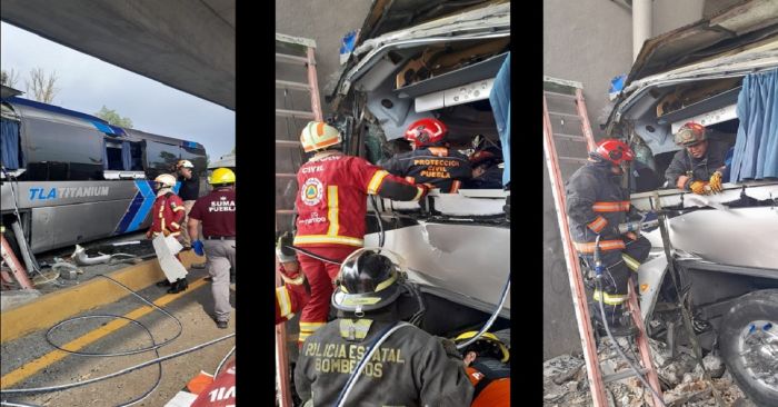 Se estrella autob&uacute;s TLA Titanium en la M&eacute;xico-Puebla