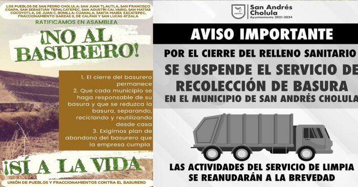 Reportan crisis intermunicipal por el cierre del relleno sanitario de Calpan