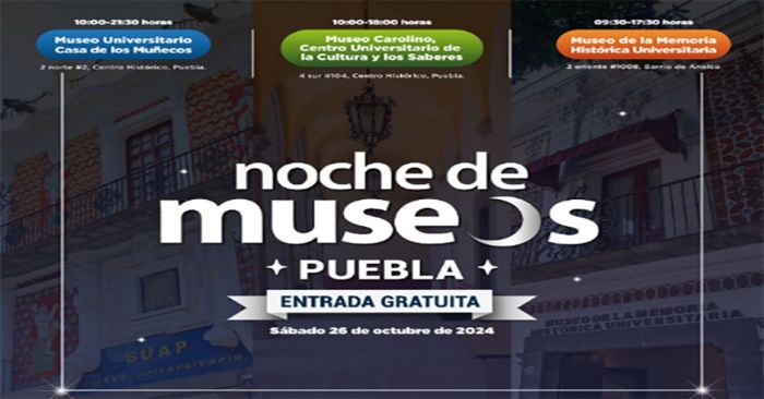 Participará BUAP en la Noche de Museos este 26 de octubre