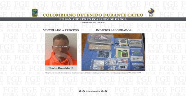 Detienen a Flavin Ronaldo N. por delitos contra la salud