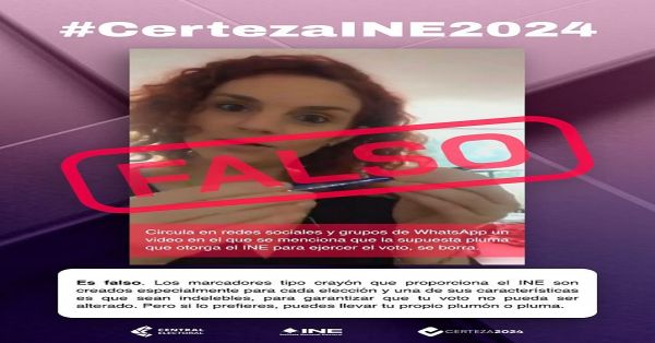 Asegura INE que es FALSO que los marcadores se borran