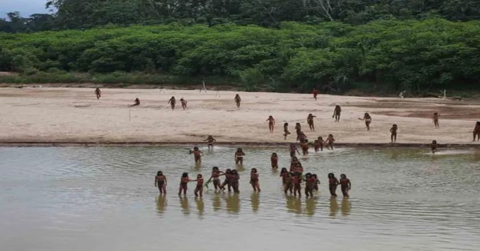 Descubren una tribu aislada del Amazonas emerger de la selva