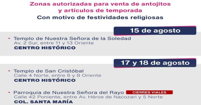 Realizarán festividades religiosas, te decimos dónde