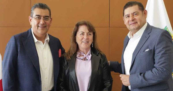 Recibe Salomón y Armenta a gobernadora electa de Morelos