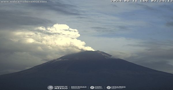 Reporta Popocatépetl actividad con 96 exhalaciones y un sismo