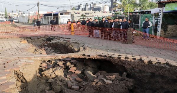 Realizan diagnóstico en calle de San Andrés Cholula donde hay socavón