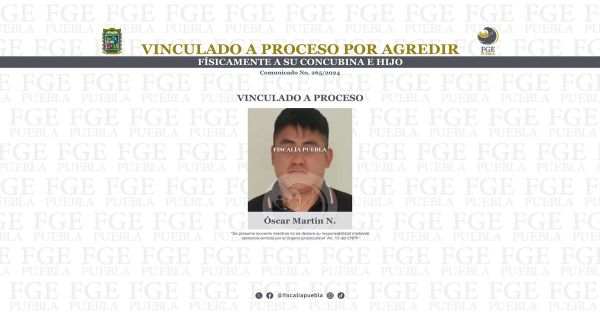 Detienen a Óscar Martín N. por los delitos de violencia familiar y lesiones dolosas