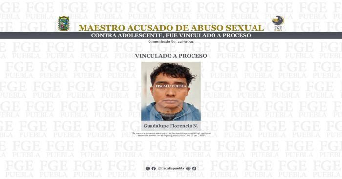 Acusan a Guadalupe Florencio N. por el delito de abuso sexual contra niña de 16 años