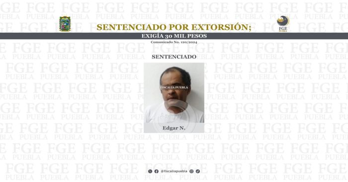 Detienen a Edgar N. por el delito de extorsión