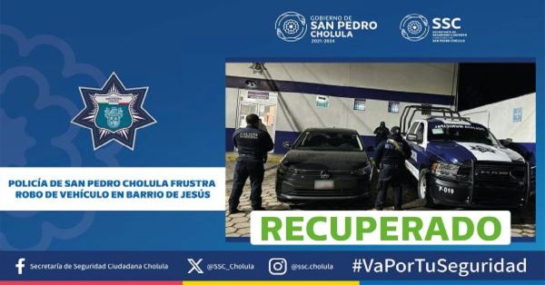 Frustran robo de vehículo en un barrio de San Pedro Cholula