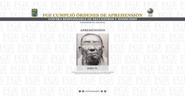 Detienen a Julio N. por secuestrar y asesinar a dos personas