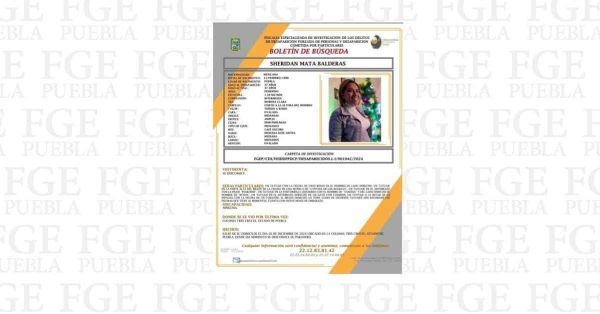 Mantiene FGE Puebla varias líneas de investigación en caso Sheridan Mata Balderas
