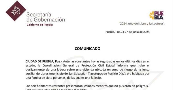 Deja deslave una persona fallecida en Libres