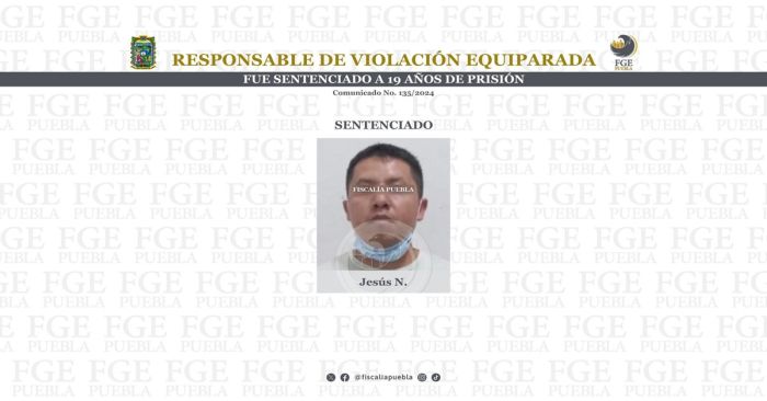 Detienen a Jesús N. por el delito de violación equiparada