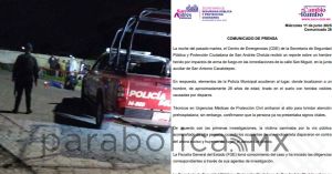 Confirma SSPPC de San Andr&eacute;s Cholula ataque directo en Cacalotepec