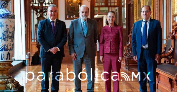 Recibe Sheinbaum a Carlos Slim y Francisco Cervantes; conversan sobre buenos pron&oacute;sticos para M&eacute;xico