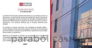 Confirma UPAEP caída de estudiante en el edificio de posgrados