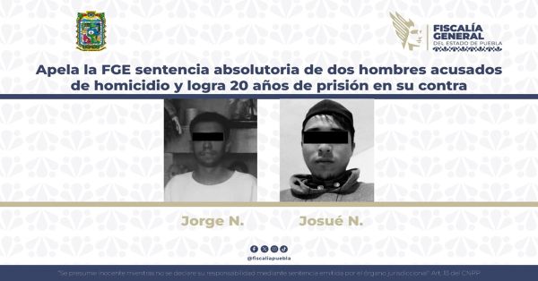 Detienen a Jorge N. y Josué N., responsables de homicidio calificado