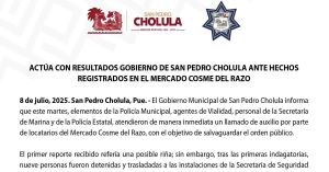 Reforzar&aacute; San Pedro Cholula seguridad en mercado Cosme del Razo