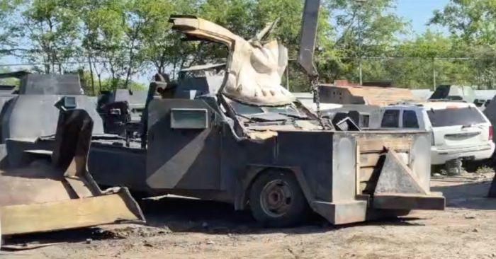 Destruye FGR 32 vehículos con blindaje artesanal en Tamaulipas