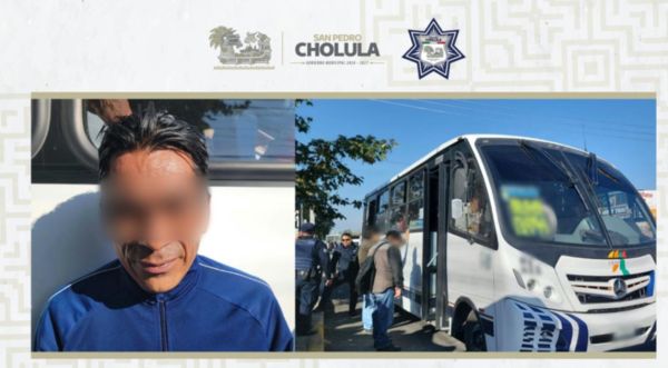 Detienen policías de San Pedro Cholula a presunto ladrón en transporte público