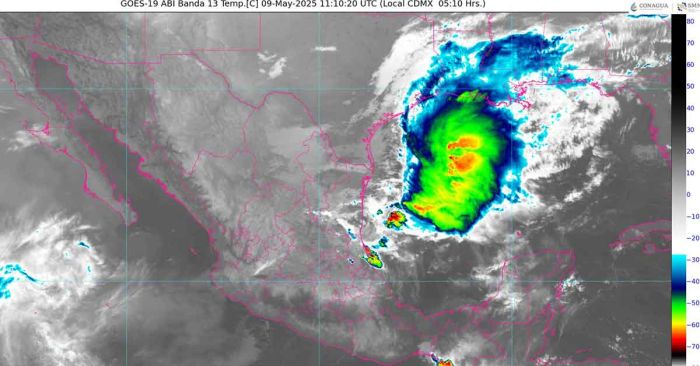 Pronostica SMN lluvias muy fuertes en el Oriente, Centro y Sur de México