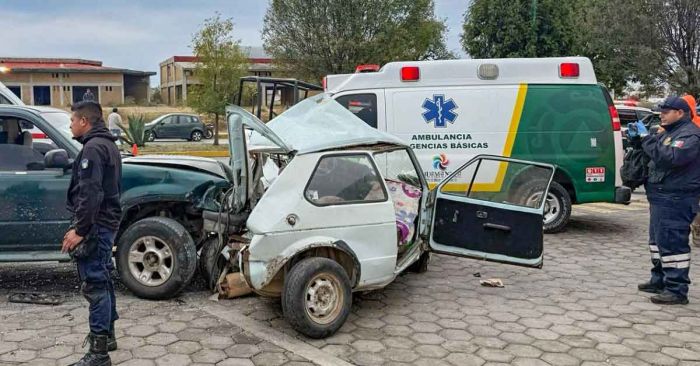 Provoca conductor ebrio un accidente vehicular en Huamantla, Tlaxcala