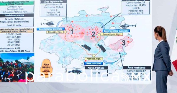 Activa Gobierno de México 111 puentes aéreos en Hidalgo, resalta Sheinbaum