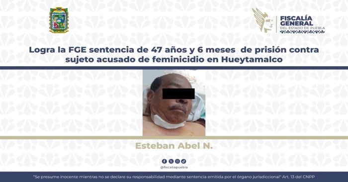 Acusan a Esteban Abel N. del delito de feminicidio en el municipio de Hueytamalco