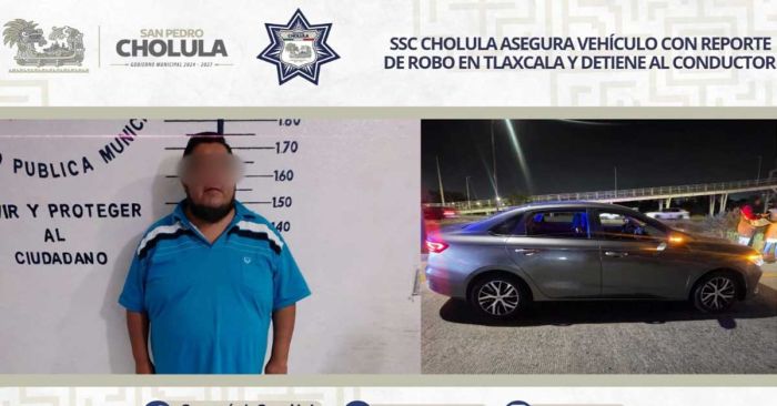 Aseguran en San Pedro Cholula veh&iacute;culo con reporte de robo en Tlaxcala