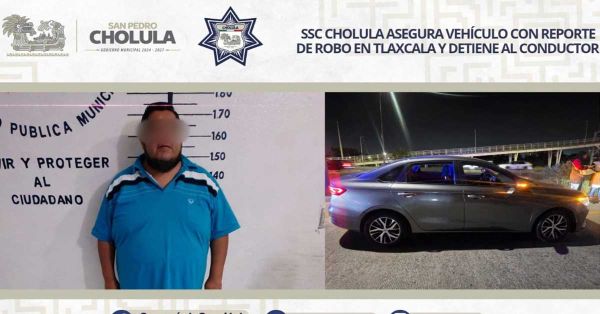 Aseguran en San Pedro Cholula veh&iacute;culo con reporte de robo en Tlaxcala