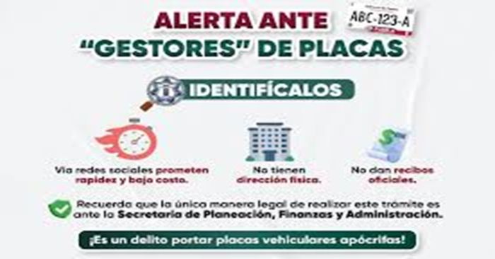 Alerta SSP sobre riesgos por tramitar placas de circulación con gestores