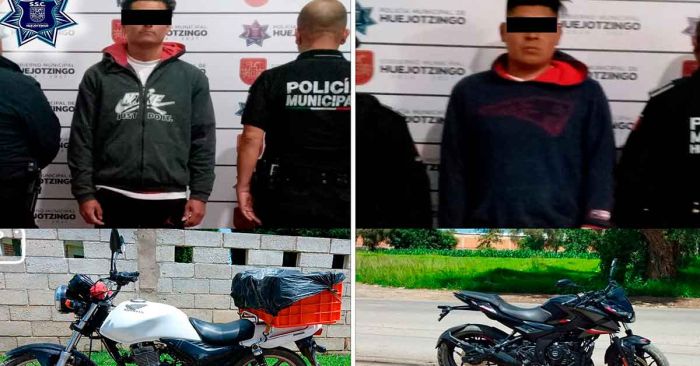 Asegura SSC Huejotzingo tres motocicletas robadas y detiene a cinco personas