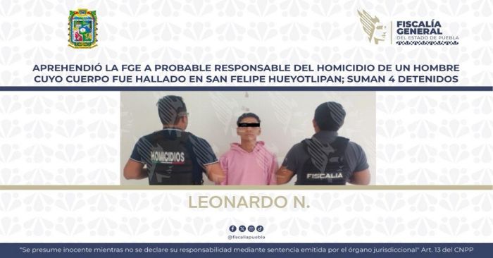 Capturan a Leonardo N. es probable responsable del homicidio de un hombre