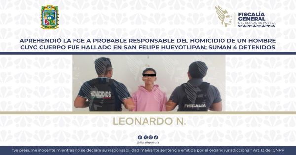 Capturan a Leonardo N. es probable responsable del homicidio de un hombre