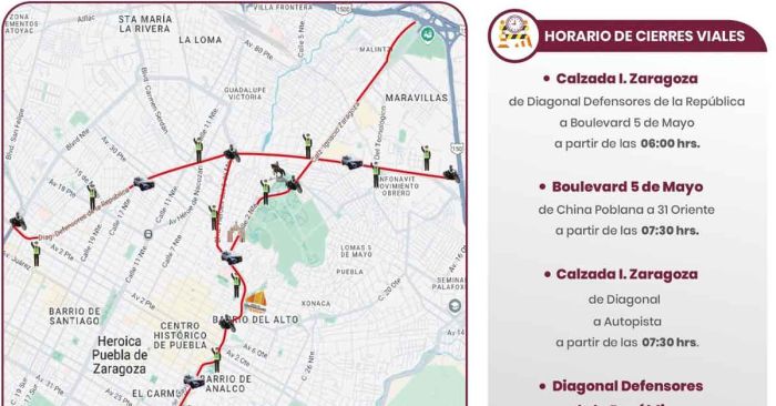 Estos son los cierres viales por Desfile del 5 de Mayo