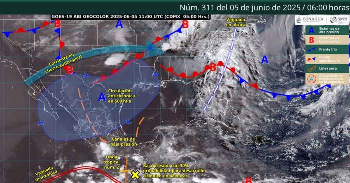 Estima SMN lluvias intensas en Guerrero, Oaxaca y Chiapas