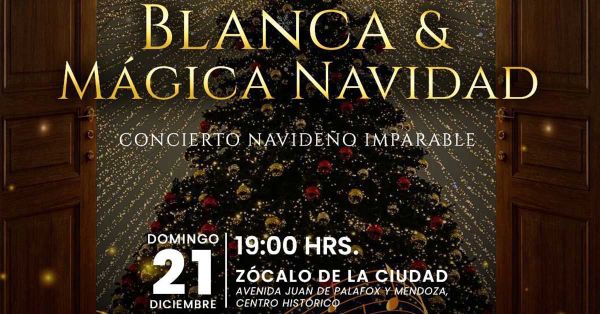 Ilumina "Blanca M&aacute;gica Navidad" el Z&oacute;calo de Puebla