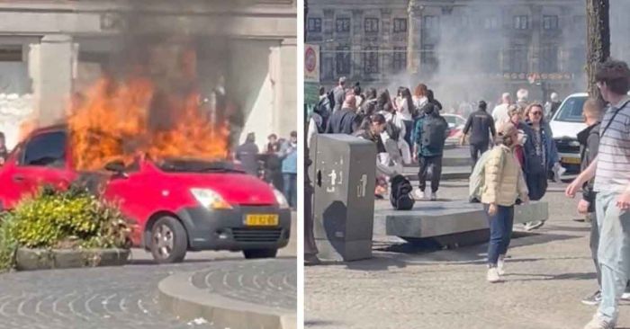 Arde conductor tras explotar su coche en plaza Dam de Ámsterdam