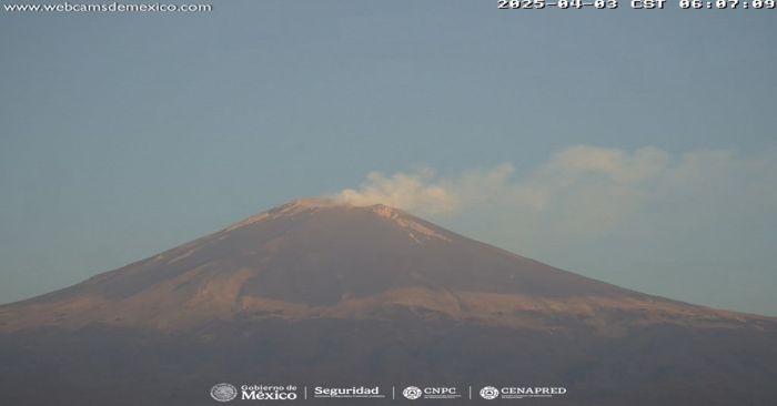Registra Popocatépetl 66 exhalaciones este miércoles