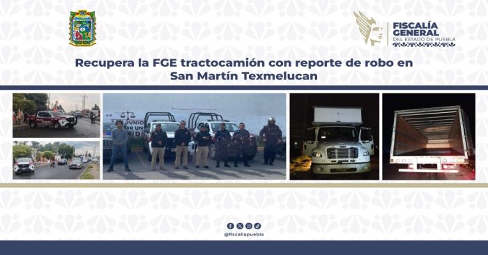 Recuperan tractocamión con reporte de robo en San Martín Texmelucan