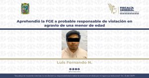 Detienen a Luis Fernando N., está acusado del delito de violación equiparada