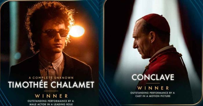 Brillan Chalamet y &#039;Cónclave&#039; en los  Screen Actors Guild Awards