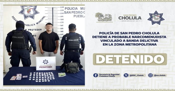 Detiene a probable narcomenudista en Cholula