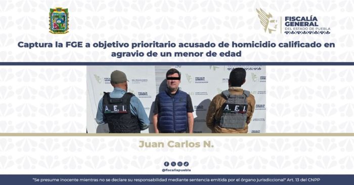 Detienen a Juan Carlos por el presunto homicidio de un menor en la Puebla-Atlixco