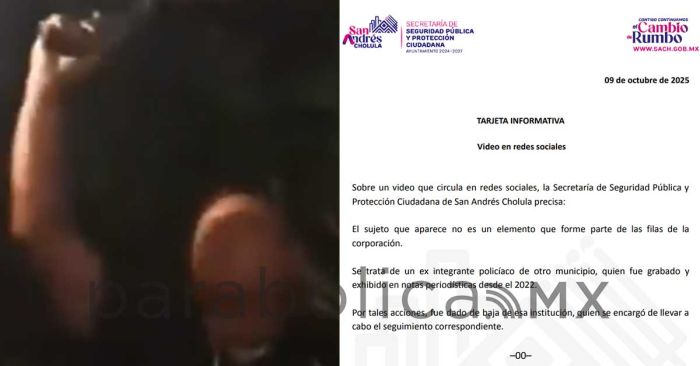 Desmiente San Andr&eacute;s Cholula video de ex integrante policiaco; video fue de 2022