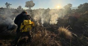 Atienden incendio en el Cerro del Brujo