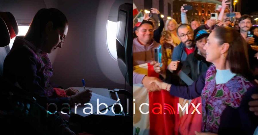 Llega Sheinbaum a Espa&ntilde;a; fue recibida por connacionales en Barcelona