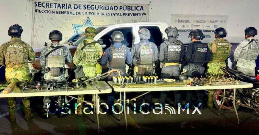 Aseguran fuerzas de seguridad armamento de alto calibre en Tecamachalco, Tepeaca y Acatzingo